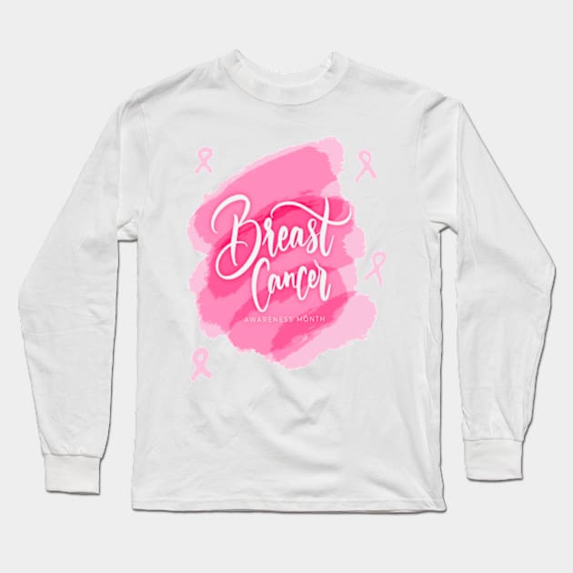 In October We Wear Pink Breast Cancer Awareness Survivor Long Sleeve T-Shirt by Goods-by-Jojo